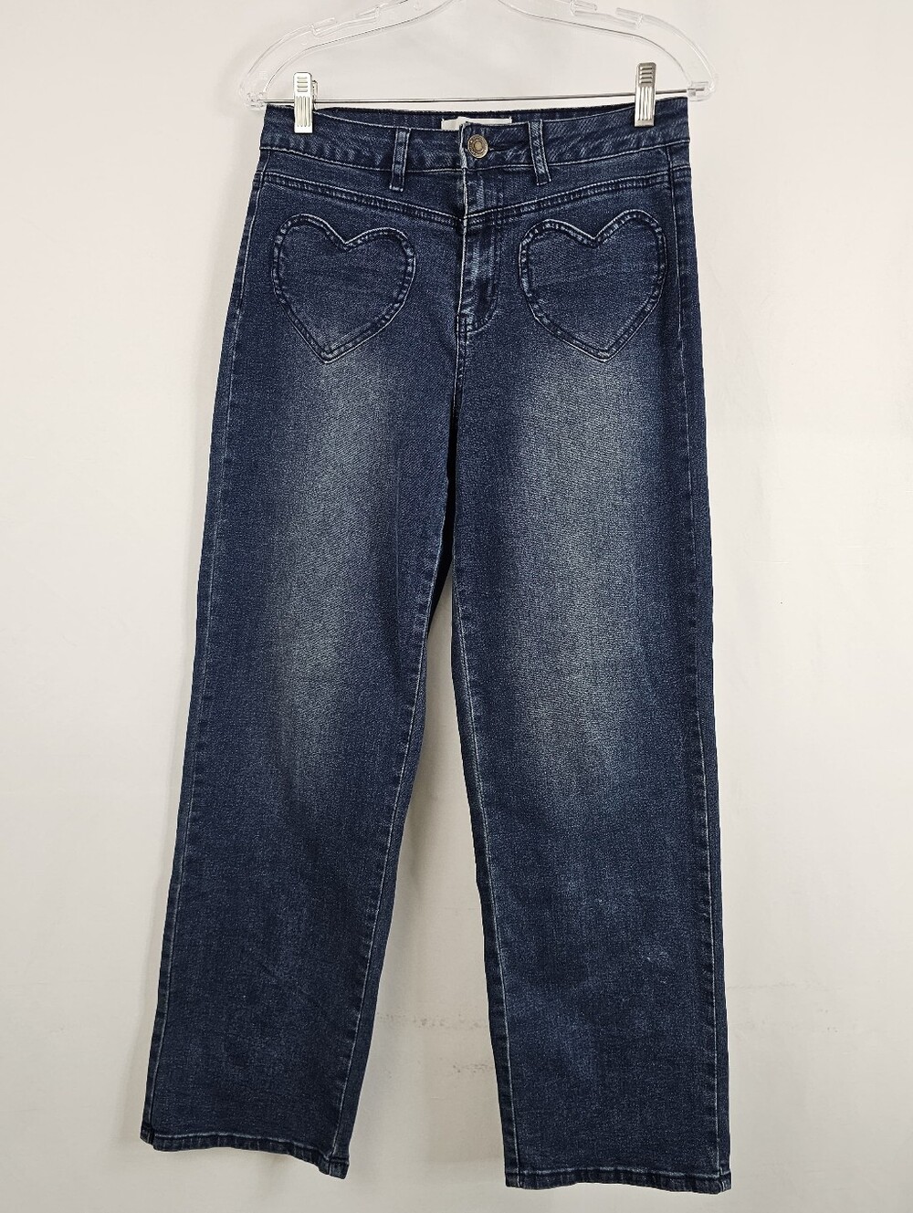 Flying Angel Heart Pocket High Rise Wide Leg Jeans, Sz 3/26 - Picture 2 of 12